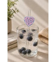 Anneler Gününe Özel - Pipet Charm "World’s Best Mom" Pipet Süsü & Hediyelik