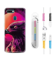 Oppo A5S A15 A16 A54 A55 A73 A74 Kılıf Kablo Koruma Spiral Silikon Red Eagle 1752