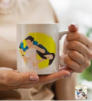 BK Gift Kişiye Özel Karikatür Portre Beyaz Kupa Bardak, Illustrasyon Portre, Arkadaşa Hediye, Sevgiliye Hediye-2