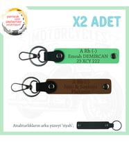 Motor Kulüplerine, İsim Plaka ve A Rh (-) Kan Grubu Yazılı x2' li Anahtarlık Set, Kahve-F Yeşil-Syh