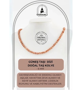 Güneş Taşı 6 mm Dizi Doğal Taş Kolye