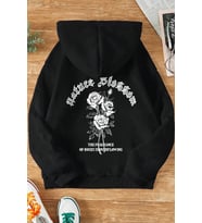 Nature Blossom Baskılı Unisex Oversize Sweatshirt (Siyah)