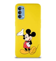 Oppo Reno 4 Soft Premier Kapak Mickey Mouse-C Tasarımlı Silikon Kılıf - Sarı (Şeffaf)