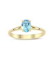 Blue Topaz Oval Tektaş Yüzük