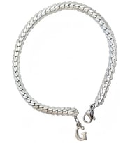 Kişiye Özel Harfli Yassı Hasır Zincir Unisex Çelik Bileklik Sevgiliye Eşe Hediye scb18h (Metal)