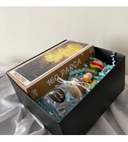 Erkek Çocuklara Özel Figürlü Notlu Işıklı Dilek Şişesi Puzzle Hamburger Hediye Kutusu