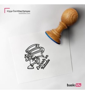 Kitap Taşıyan Çocuk Kişiye Özel Kitap Damgası Kitap Mührü Kaşe Kitap Mühür Özel Damga 430