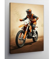 Kanvas Tablo Motokros Yapan Sürücü