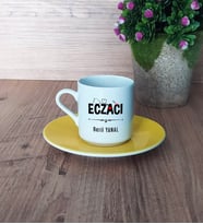 Eczacı Türk Kahvesi Fincanı Sarı Eczacılık Günü Hediyesi