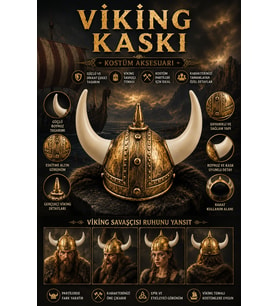 Viking Miğfer Şapka 3 Boynuzlu Gold Altın Plastik Halloween Kostüm Parti Savaşçı Baş Aksesuarı
