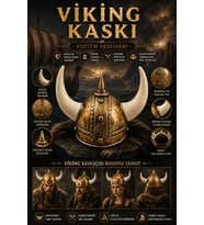 Viking Miğfer Şapka 3 Boynuzlu Gold Altın Plastik Halloween Kostüm Parti Savaşçı Baş Aksesuarı