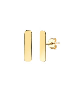 MOOM MÜCEVHERAT Kadın 14 Ayar Altın Küpe Minimalist Plaka Vidalı Altın Küpe 13 mm