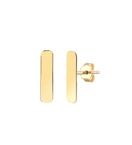 MOOM MÜCEVHERAT Kadın 14 Ayar Altın Küpe Minimalist Plaka Vidalı Altın Küpe 13 mm