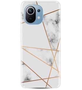 Kılıfland Xiaomi Mi 11 Kılıf Silikon Resimli Kapak White Marble Mermers With Triangle Stok 1195