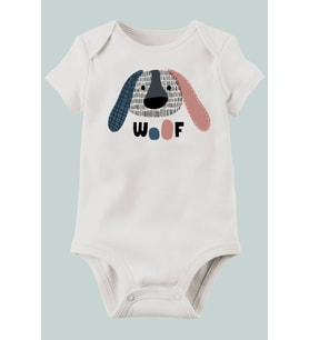 Unisex Bebek Beyaz Organik Baskılı Pamuklu Body