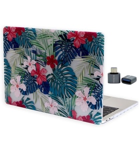 MacBook Air M1 Kılıfı 13 İnç A2337 A2179 A1932 Uyumlu Sert Kapak Hard Case Koruyucu Kılıf MacBook Air 13 İnç Kılıfı Çizilme ve Darbe Koruyucu UV Baskılı Tropikal Çiçek Yaprak Desenli Yeşil