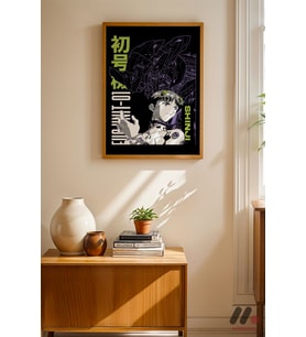Evangelion Shinji Anime Poster, Ahşap Çerçeveli Duvar Tablosu - Anime Severlere Özel