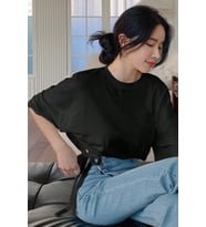 Kadın Oversize Basic Haki Tişört Yan Bağlamalı Rahat Kesim Günlük Yazlık T-Shirt