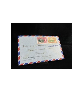 Uçak Postası Air Mail 1942 yılında Trinidad and Tobago dan İngiltere'ye postalanmış 60 ve 8 Cent P