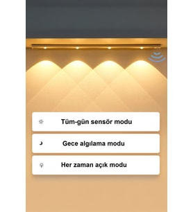 Dijital Hareket Sensörlü 3 Işık Modlu LED Mutfak ve Dolap Lambası