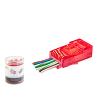 Cat6 Ez Rj45 Konnektör - 100 Adet Kirmizi / Özel Plastik Kutulu ND2403