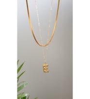 İTALYAN HARFLİ KOLYE İKİLİ BALON E HARFLİ ÇELİK KOLYE 45 CM İTALYAN 55 CM ZİNCİRLİ BİRLEŞİK KADIN (Standart)