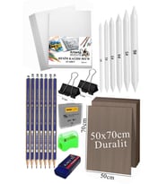 Karakalem Eskiz Çizim Seti Durolit Seti 50x70 cm 1 Paket Pastel Dağıtıcı Kalem Resim Kağıdı Faber Dereceli Kalem Seti Hamur Silgi Sınav Silgisi (Naturel)