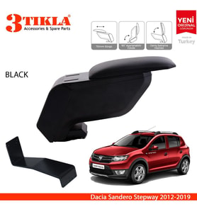 Dacia Sandero Stepway 2012-2019 Delmesiz Çelik Ayaklı Siyah Kolçak Kol Dayama