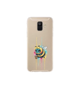 Samsung Galaxy A6 (2018) ile uyumlu Splash arı tasarımlı şeffaf silikon kılıf