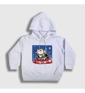 Presmono Unisex Çocuk Beyaz Gav Gav Astronaut Space Astronot Uzay Kapüşonlu Sweatshirt 282382tt