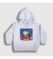 Presmono Unisex Çocuk Beyaz Gav Gav Astronaut Space Astronot Uzay Kapüşonlu Sweatshirt 282382tt