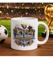 BK Gift Bosna-Hersek Taraftar Temalı Dünya Futbol Kupası Tasarımlı Beyaz Kupa Bardak-2