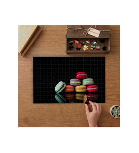 Renkli Makaronlar - Badem Kurabiyeleri Tasarımı 240 parça Ahşap Puzzle Ahşap Kutuda MP02465