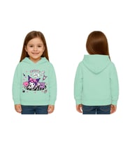 Unisex Baskılı Çocuk Swaetshirt Kapüşonlu 3 İplik Şardonlu Kuromi baskılı (Mint Yeşili)