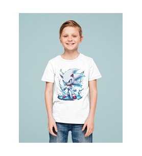 Süper Sonic Baskılı Unisex Çizgi Film Çocuk Tişört (1-12 Yaş)