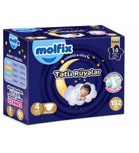 Molfix Tatlı Rüyalar Bebek Bezi 4 Beden 7-14 KG Maxi 152 Adet Ekonomik Fırsat Pk