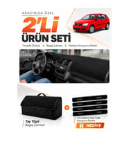 e-biz VOLKSWAGEN POLO DÜRBÜN (2001-2009) Uyumlu Torpido Örtüsü + Tay Tüyü Çanta - Siyah - VW020