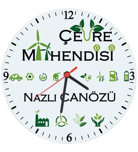 Biresimden Çevre Mühendisine Hediye İsimli Cam Duvar Saati