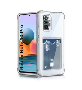 Teknomoda Redmi Note 10 PRO Kılıf Kartlıklı Anti Şok Korumalı Şeffaf Silikon Şeffaf Açık