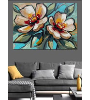 Magnolia Çiçeği Soyut Çizim Dekoratif Kanvas - Mdf Ahşap Tablo