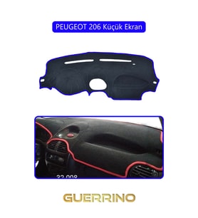 PEUGEOT 206 Küçük EkranTORPİDO KORUMA HALISI MAVİ KENAR