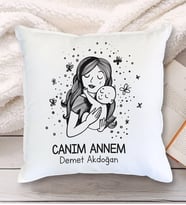 Canım Annem Tasarımlı Yastık (Beyaz)