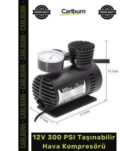 #HavaKompresör 12V 300 PSI Kompakt Lastik Basınç Ayarı Güçlü Performans Taşınabilir Hava Kompresörü