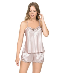 Mulvxbrf Brf02   Pudra Saten Babydoll Şort Takımı (Mulvix)