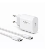 SChitec 25W Type-C Çıkışlı Hızlı Şarj Aleti Type-C to Type-C Kablolu Set Beyaz SC002