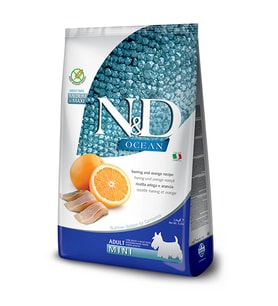 N&D Ocean Tahılsız Ringa Balıklı&Portakallı Mini Irk Yetişkin Köpek Maması 2.5 KG