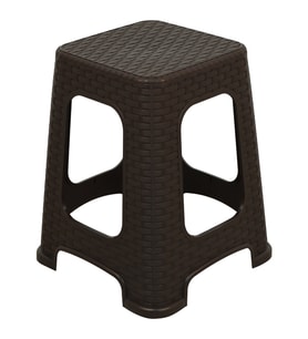 Mandella Sağlam Plastik Karizma Rattan Tabure Kahverengi