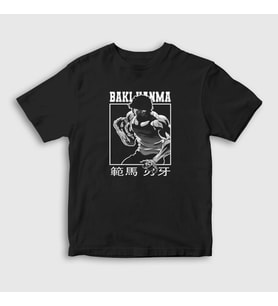 Presmono Unisex Çocuk Siyah Strong Anime Hanma Baki T-Shirt 319162tt