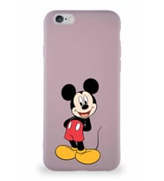 Apple iPhone 6S Soft Premier Kapak Mickey Mouse-B Tasarımlı Silikon Kılıf - Pudra (Şeffaf)