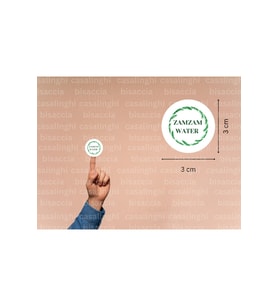İngilizce Zemzem Etiketi Yeşil Yuvarlak Mat Sticker Zamzam Hajj Umre Hediyeleri 3 Cm (95 Adet)